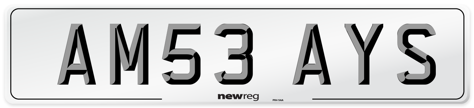 AM53 AYS Number Plate from New Reg